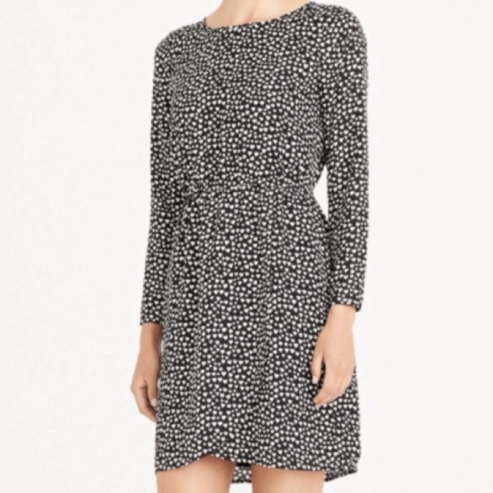 J Crew Black & White Heart Print Dress Size 8 Wrap Party Cottagecore Valentines